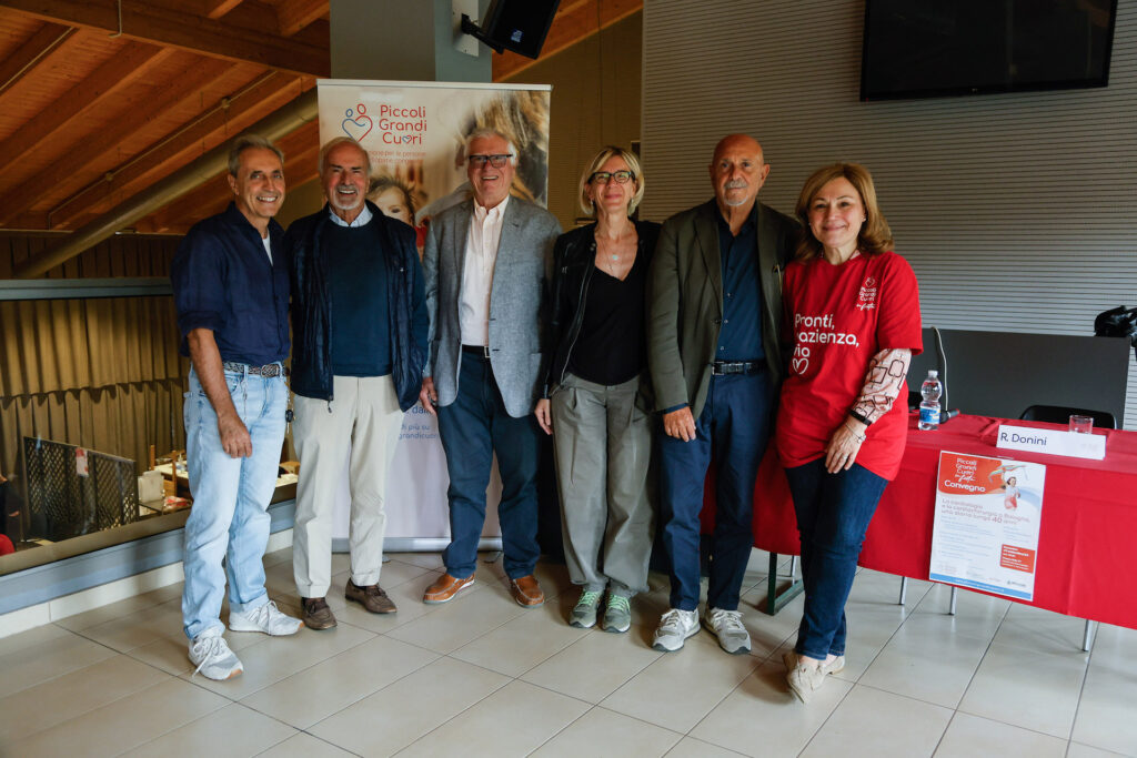 prof. Donti, prof. Picchio, dott. Bonvicini, dott.ssa Angeli, prof. Gargiulo, Paola Montanari al convegno sui 40 anni di cardiologia e cardiochirurgia a Bologna